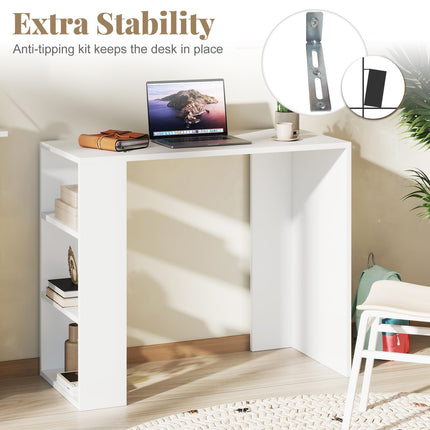 Dreamade 36 Inch Compact Home Office Desk with Storage Open Shelves and Anti Tipping Kit