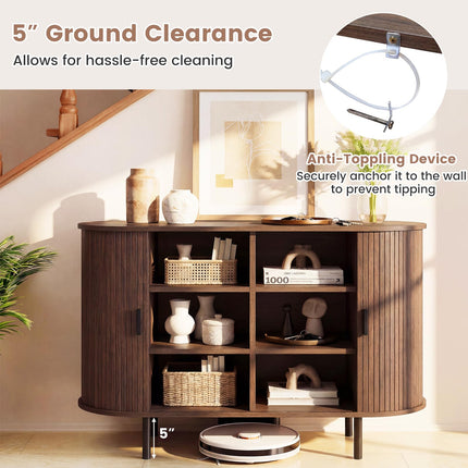 Dreamade 47'' Fluted Sideboard Buffet Cabinet with Tambour Sliding Doors