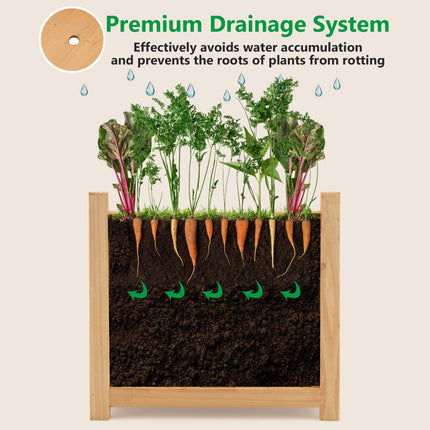 Dreamade 15” Planter Raised Garden Bed - Wooden Planting Box, Outdoor Folding Square Planter