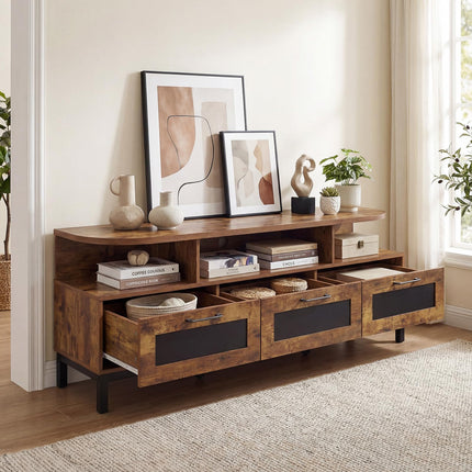 Dreamade TV Stand for TVs up to 75" Entertainment Center with 3 Storage Drawers and Open Shelves