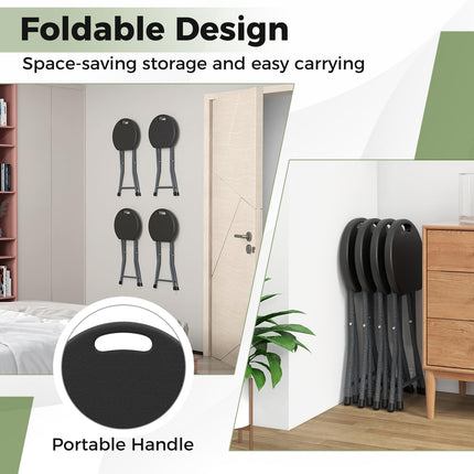 Dreamade Folding Stool, 18” Height Foldable Bar Stools, Portable Folding Chairs with Built-in Carry Handle