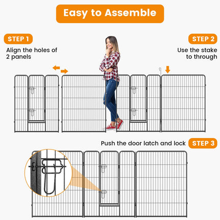 Dreamade Dog Playpen Outdoor 40" H - 8/16 Panels Metal Pet Fence for Large Dogs, Heavy Duty Dog Pen Exercise Fence with Door