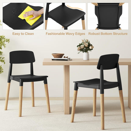 Dreamade Wooden Dining Chairs Set of 4, Modern Dining Side Chairs Set w/Ergonomic Backrest, Wide Seat & Sturdy Wooden Legs
