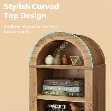 Dreamade 71" Tall 8-Tier Arched Modern Bookshelf with 3 Adjustable Shelves (1/2)