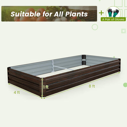 Dreamade 8x4x1ft Metal Raised Garden Bed, Planter Box with Protective Edges