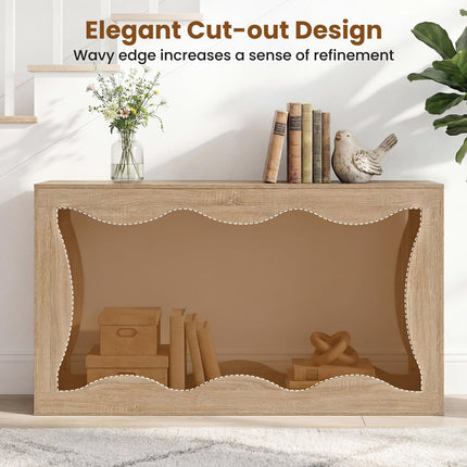 Dreamade 63" Farmhouse Console Table | 2-Tier Wavy Entryway Table with Built-in Storage Space