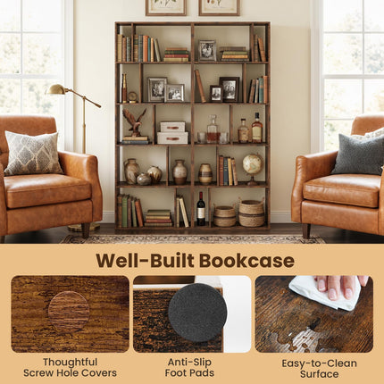 Dreamade 6-Tier Bookshelf | 10-Cube Industrial Bookcase w/Open Back (1/2)