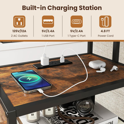 Dreamade 28'' Tall Bedside Night Stand w/USB & Type-C Port (1/2)