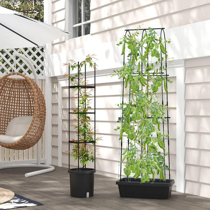 Dreamade Set of 2 Raised Garden Bed w/Trellis & Plant Cage, Planter Box w/ 71” Cucumber Trellis