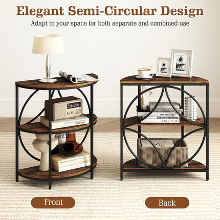 Dreamade Half Round End Table 3-Tier Narrow Side Table(1/2)