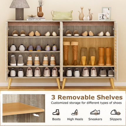 Dreamade Shoe Cabinet 4-Tier Shoe Rack Organizer Cabinet(Louvered Door)