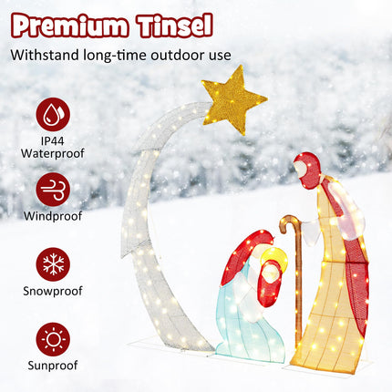 Dreamade 5 FT Christmas Nativity Set, Pre-Lit Nativity Scene w/ 140 Warm White LED Lights