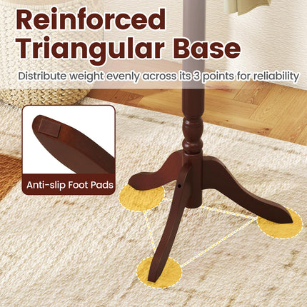 Dreamade Solid Wood Coat Rack Freestanding Hall Tree with 3 Adjustable Heights and 11 Hooks