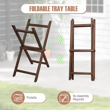 Dreamade 28-Inches High Solid Teak Wood TV Tray Side Table
