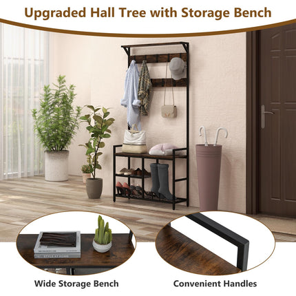 Dreamade 3-in-1 Coat Rack, 71" Hall Tree with Shoe Bench