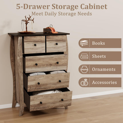 Dreamade Storage Cabinet with Foldable & Detachable Fabric Drawers, Anti-Tipping Kit, 26.5” x 15” x 38” Farmhouse Floor Cabinet