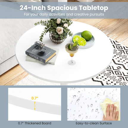 Dreamade Two-in-one Bar Table with Detachable Pole, Metal Base, 24" Round Top, 40"/22" Two Convertible Height