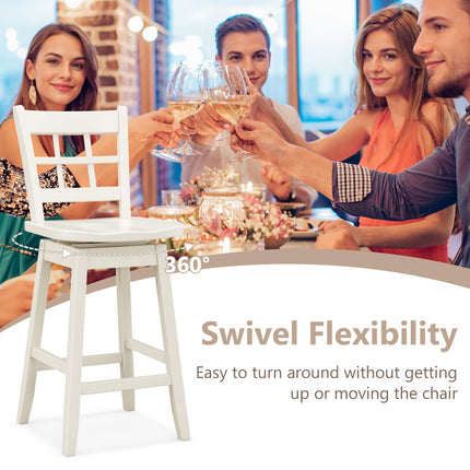 Dreamade Bar Stools, Farmhouse Swivel Barstools with 6-Grid Hollow Back & Ergonomic Contoured Seat