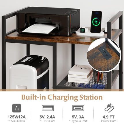 Dreamade 3-Tier Printer Stand with Charging Station