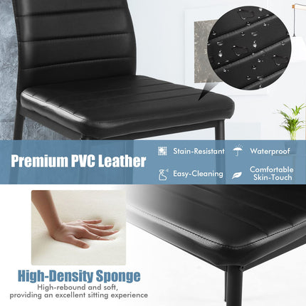 Dreamade Set of 4 Dining Chairs, Upholstered Dining Side Chairs with Stain-Proof PVC Leather