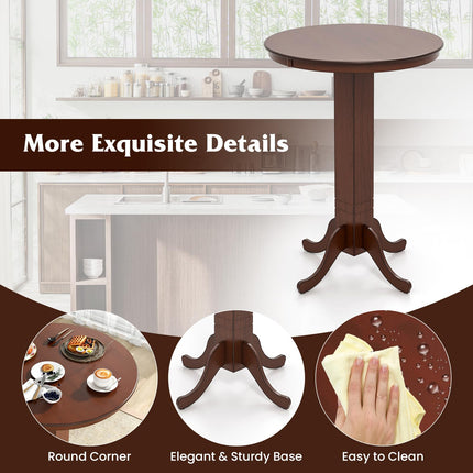 Dreamade 30” Round Bar Table, Dining Table with Rubber Wood Frame
