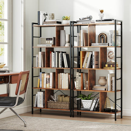 Dreamade 5-Tier Tall Bookshelf 61" Industrial Bookcase w/Metal Frame