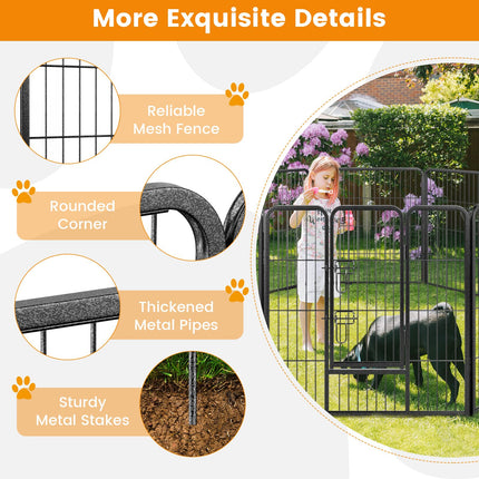 Dreamade Dog Playpen Outdoor 32" H - 8/16 Panels Metal Pet Fence for Medium Dogs, Heavy Duty Dog Pen Exercise Fence with Door