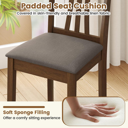 Dreamade Wooden Dining Chairs Set of 2/4 Linen Fabric Upholstered Kitchen Armless Chair