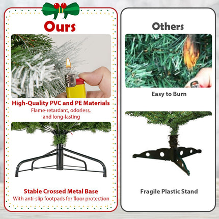Dreamade 6ft / 7.5ft / 9ft Pre-Lit Pencil Christmas Tree with Flocked Frosted Tips & LED Lights