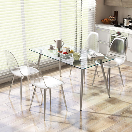 Dreamade Clear Dining Chairs Set of 4, Kitchen Chairs w/Transparent Seat & Curved Back