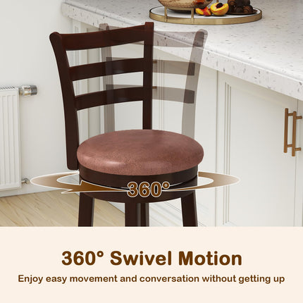 Dreamade 30" Counter Height Swivel Barstools Set of 2/4 with Faux Leather Seat and Wrap-around Footrest