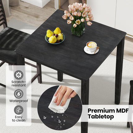Dreamade Counter-Height Square Kitchen Table and 4 Chairs Set with Rubber Wood Frame