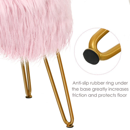 Ottoman Footrest, Faux Fur Vanity Stool Chair