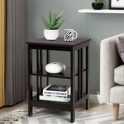 Dreamade Nightstand 3-Tier Sofa Side Table W/Reinforced Bars and Stable Structure