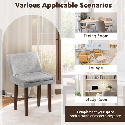 Modern Upholstered Armless Chair with Square Wood End Table