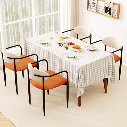 Dreamade Modern Dining Chairs Set of 2/4 Faux Leather Upholstered Kitchen Chairs with Orange Padded Seat