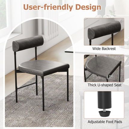 Dreamade Dining Chairs, Faux Leather Upholstered Kitchen Side Chair with Padded Backrest and Cushion, Metal Legs