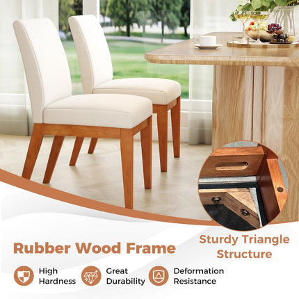 Dreamade Upholstered Dining Chairs Set of 2 or 4 Kitchen Armless Side Chair w/Rubber Wood Legs