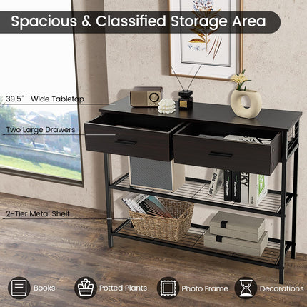 Dreamade 39.5” Console Table with Storage Drawer - Entryway Table with 2 Drawers