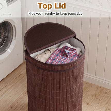 Dreamade 16 Gal Bamboo Laundry Hamper with Zippered Lid
