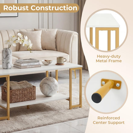Dreamade 2-Tier 39.5" Coffee Table with Storage