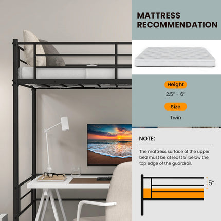 Metal Loft Bed Twin Size - Dreamade