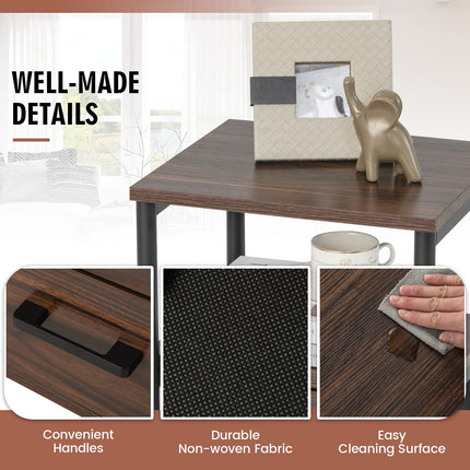 Dreamade Nightstand, Bedside Table with 2 Fabric Drawers & Open Wood Shelf Storage