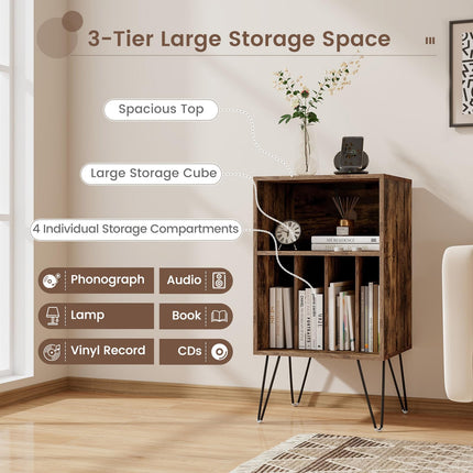 Dreamade Record Player Stand with Charging Station