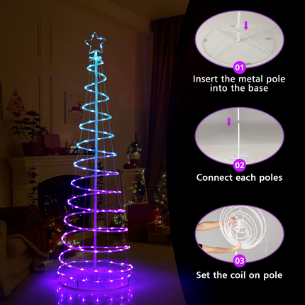 Dreamade 6 FT Spiral Christmas Tree, Outdoor Led Christmas Tree with 135 LED Lights - DreamadeUS