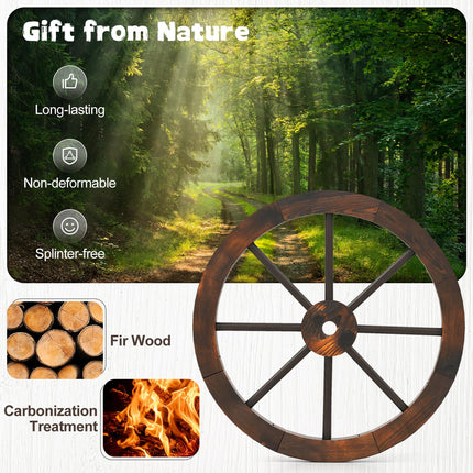 Dreamade 24-Inch Wagon Wheels 2/4 Pieces Carbonized Solid Fir Wood