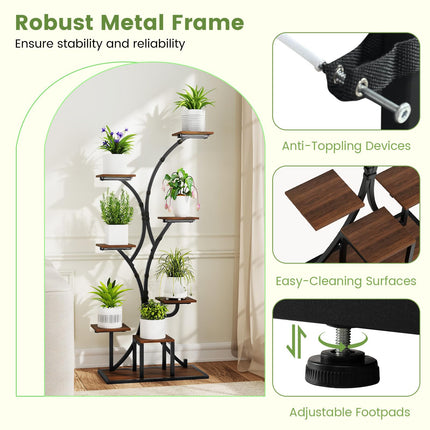 Dreamade Plant Stand Indoor with Grow Lights 8-Tier 58" Tall Corner Metal Plant Shelf