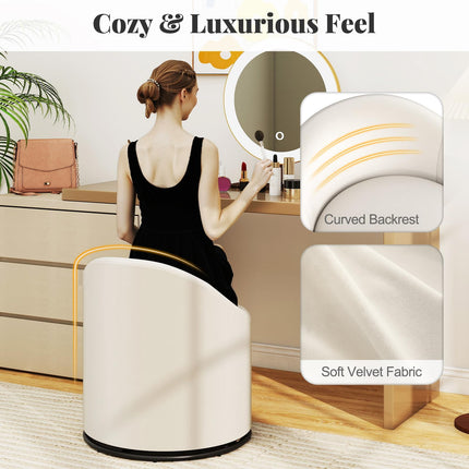 Dreamade Swivel Accent Chair with Storage, 360° Upholstered Vanity Chair with Backrest