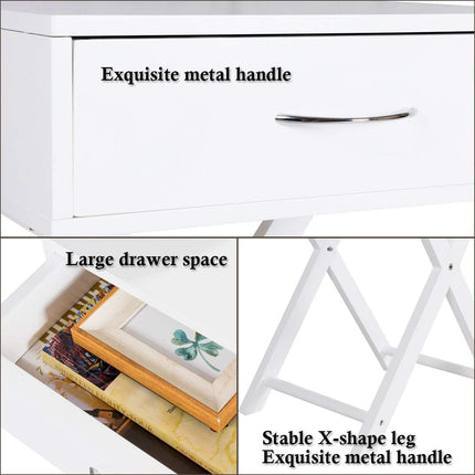 Dreamade Nightstand with Drawer X-Shaped Design Sofa Side Table