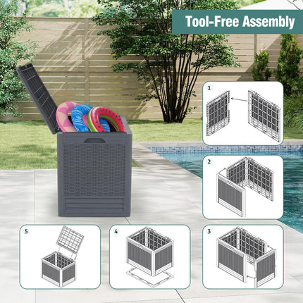 Dreamade 25 Gallon PP Deck Container with Rattan Patterns & Lockable Lid